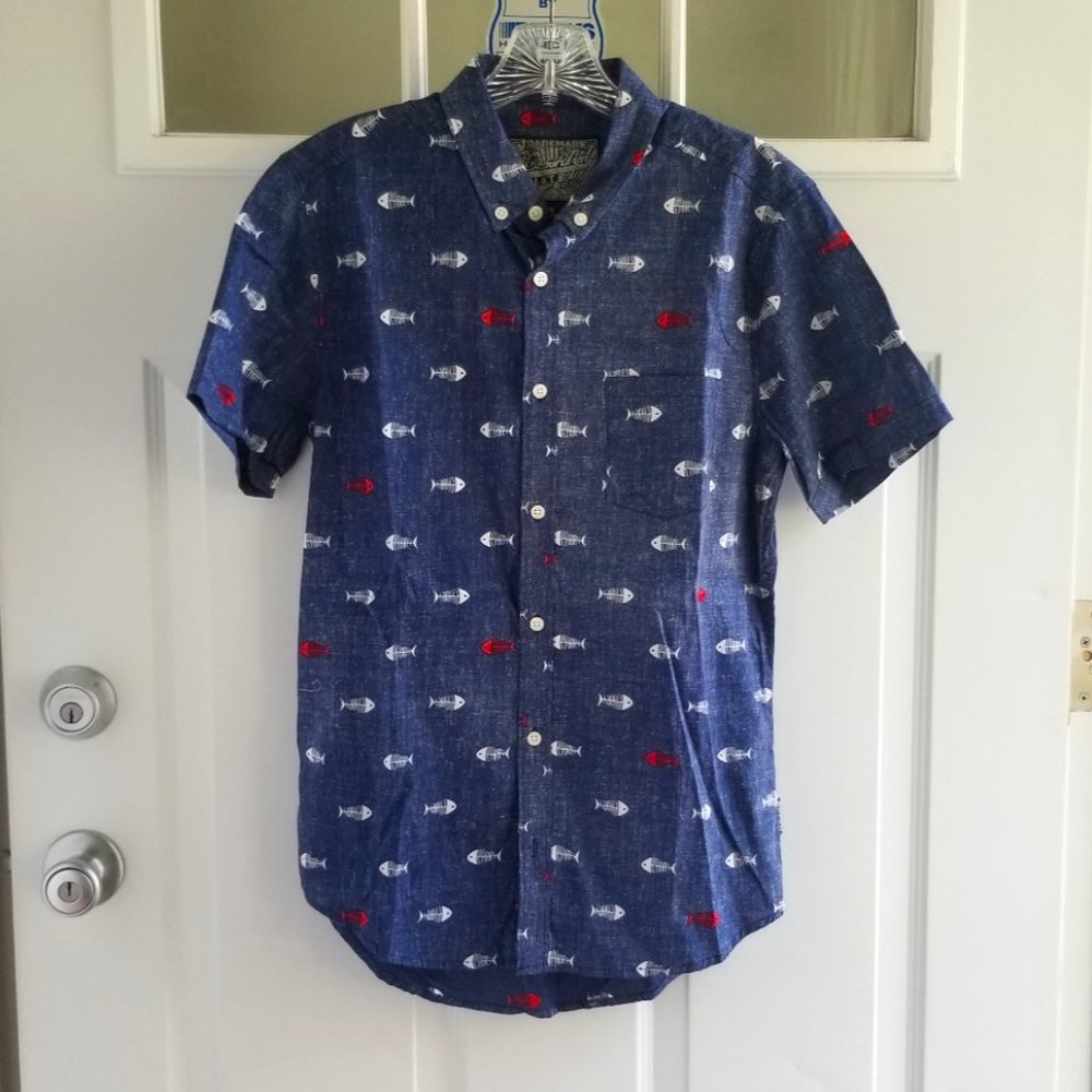 NWT Brooklyn Cloth Button Down Bone Fish Shirt - Boy's Small
